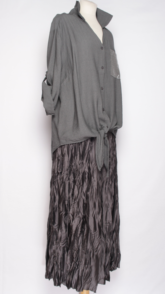 Юбка плотная шелковая "Жатая" серая, черная р.46-54