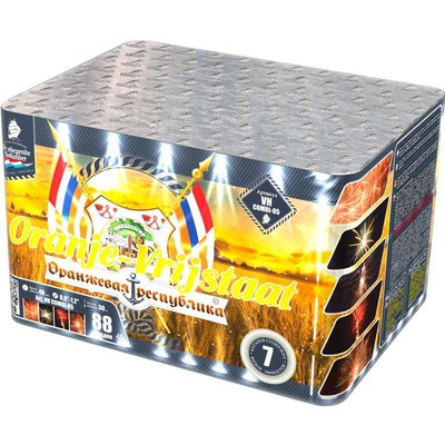 Батарея салютов ОРАНЖЕВАЯ РЕСПУБЛИКА (0,8"; 1"; 1,2" / 88 залпов)