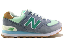 New balance 574 Серые с зеленым женские (36-40) Арт. 057МF