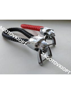 Брелок на кожаном ремешке с головой Пумы ЧЕРНЫЙ