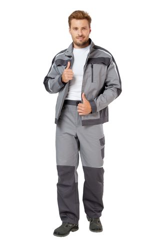 Костюм "ФИНИКС", куртка + брюки, тк. Смесовая 65%ПЭ+35%ХБ, ВО, пл. 240гр/кв.м., цв. серый/темно-серый