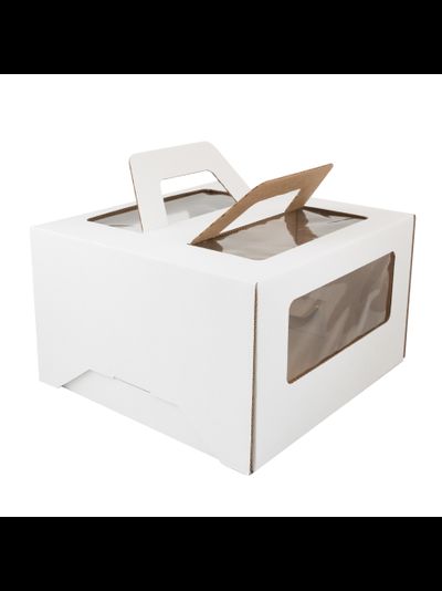Коробка для торта с ручками с/о (белая, Т22В), 300*300*190мм