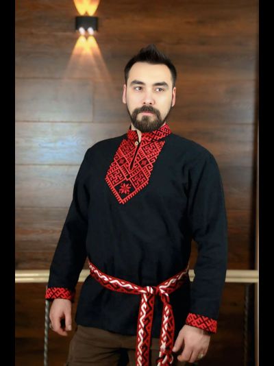 Рубаха из крапивы Сердечная со стойкой