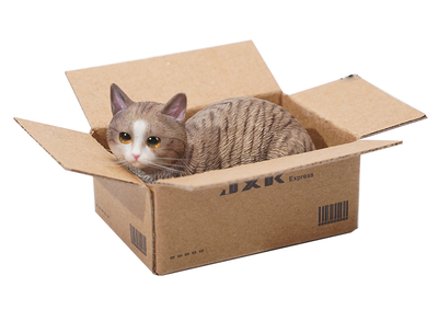 Котик в коробке (серый) - Коллекционная ФИГУРКА 1/6 scale The Cat In The Delivery Box 2.0 (JS2302C) - JXK