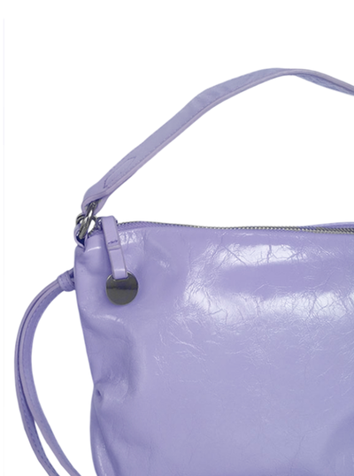(АРТИКУЛ: 9950/1) СУМКА ЖЕНСКАЯ  МАЛЕНЬКАЯ, НАТУРАЛЬНАЯ ГЛЯНЦЕВАЯ КОЖА, СИРЕНЕВАЯ, С  ПЛЕЧЕВЫМ РЕМНЕМ