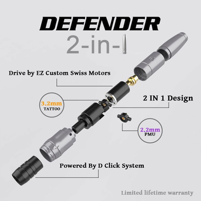 EZ Defender 2-in-1 Роторная тату машинка, Серебро