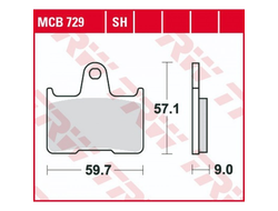 Тормозные колодки задние TRW MCB729SH для Suzuki (Sinter Street SH)  69100-40820, 69100-40840