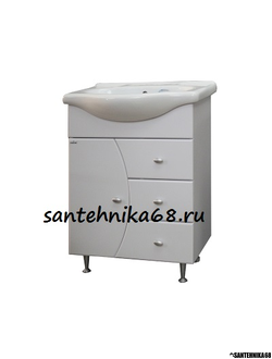 Тумбочка с раковиной Микслайн ПАРУС-60 с раковиной Элегия-60 (ПВХ)