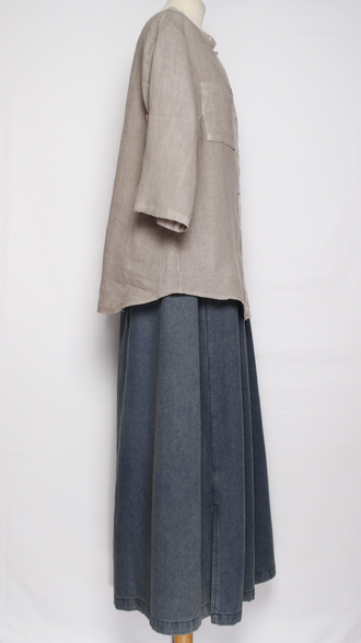 РУБАШКА ЛЁН "КРУЖЕВО НА СПИНЕ"  хаки, бежевая р.46-52