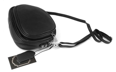 (АРТИКУЛ: 7865/1/02) СУМКА ЖЕНСКАЯ НЕБОЛЬШАЯ, НАТУРАЛЬНАЯ КОЖА, ЧЕРНАЯ , ТРИ ОТДЕЛЕНИЯ, С ДЕКОРАТИВНОЙ МОЛНИЕЙ, ДЛИННЫЙ РЕМЕНЬ  ЧЕРЕЗ ПЛЕЧО