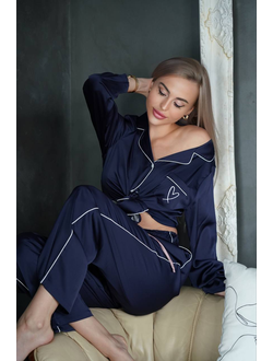 Пижама Виктория Сикрет однотонная цвет синий