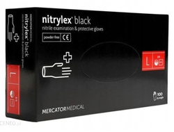 Нитриловые неопудренные текстурированные перчатки nitrylex PF (цвет черный),размер L (100 шт/уп.)