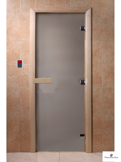 Дверь стеклянная для бани и сауны "Теплое Утро" Сатин 8мм