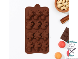 Форма для льда и кондитерских украшений Доляна «Дино», 21×11 см, 12 ячеек (4×2,5×2 см), цвет шоколадный