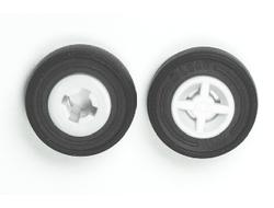 Wheel 8mm D. x 6mm with Black Tire 14mm D. x 4mm Smooth Small Single with Number Embossed on Side 4624 / 59895, White (4624c05)