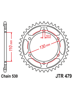 Звезда ведомая (39 зуб.) RK B6833-39 (Аналог: JTR479.39, JTR1479.39) для мотоциклов Yamaha, Kawasaki, Suzuki, MuZ