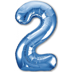 Воздушный шар фольгированный "ЦИФРА 2. Синий. SLIM" 102 см.