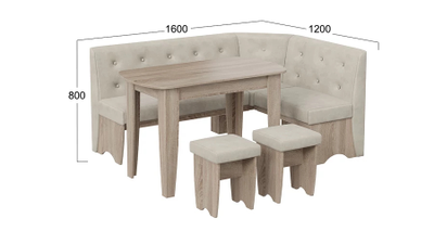 Кухонный уголок «Барселона» Дуб Сонома трюфель/Микровелюр Duna Brilliant