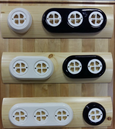 Подложка керамическая На Бревно с суппортом 3-ая, коричневая , для монтажа ретро электрики Арбат