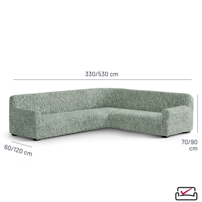 Чехол на классический угловой диван Микрофибра Мятный. Защита мягкой мебели от животных. РОССИЯ