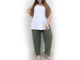 Женские летние прямые брюки арт. 16873-5451 (цвет оливковый) Размеры 62-80