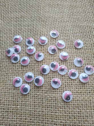 Глазки клеевые, размер 10 мм, цвет розовый, цена за 1 пару