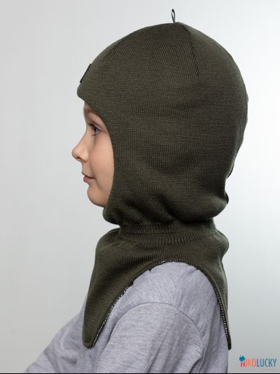 Шапка-шлем 20101-01 с утеплит, х/б подклад, темный хаки 48-50