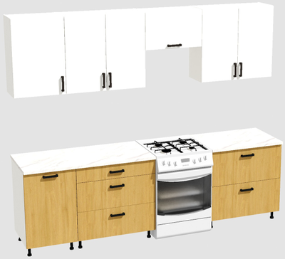 Кухня Эконом 2,1 метра (1300х800) Цвет: Белый/Дуб Сонома