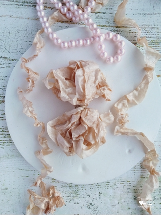 Шебби-лента Персиковая роза (Россия), 2 метра