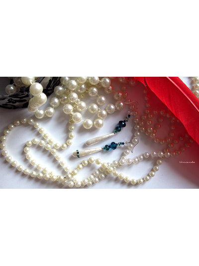 Серьги майорка "Принцесса Миядзаки" с хрустальными бусинами и стразами "Сваровски"