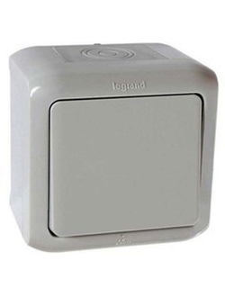 Выключатель одноклавишный Legrand Quteo Grey 782334