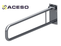 Поручень откидной для унитаза,  длина 800 мм настенный для унитаза двойной с фиксатором к стене