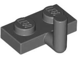 Plate, Modified 1 x 2 with Bar Arm Up Horizontal Arm 5mm, Dark Bluish Gray (4623b / 4611703 / 6261355)