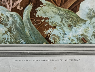 "Прыжок Телля" литография Ernst Stückelberg / Heinrich Schlumfp 1880-е годы