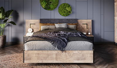 Кровать Стокгольм, гранж песочный/железный камень, разный размер