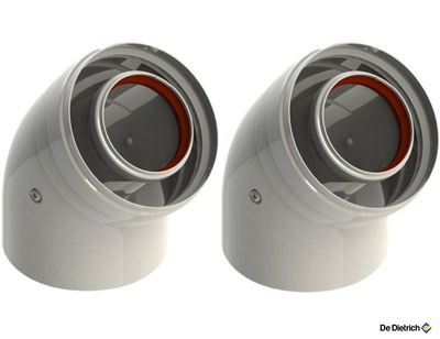 2 колена по 45 град. диам 80/125 мм