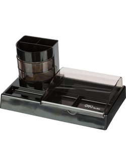 Набор настольный Deli E38254 16 предметов черный/ прозрачный