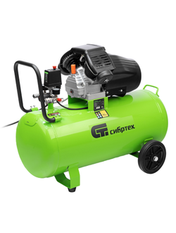 Компрессор воздушный КК-2200/100, 2,2 кВт, 350 л/мин, 100 л, прямой привод, масляный Сибртех
