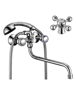 Смеситель для ванной D146810  1/2 кер., дл. нос, ручка крест, картридж. переключатель 146810