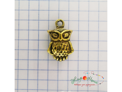 ПОДВЕСКА В ТИБЕТСКОМ СТИЛЕ "СОВА" - 20*13мм - АНТИЧНОЕ ЗОЛОТО