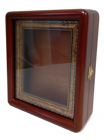 Киот "Антик" деревянный с багетной рамой "под золото" для иконы формата 13х16см.