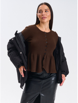 Кардиган вязаный приталенный укороченный с баской