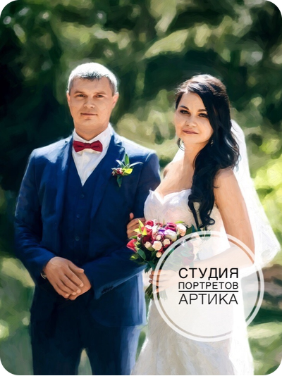 Портрет в Стиле Масло 2 Человека