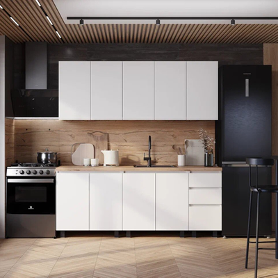 Кухня Честер 2,0м (лдсп) (Белый), Столешница цельная 2000 мм, толщина 38 мм, цвет дуб кера