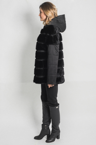 Шуба норковая женская куртка с капюшоном лилия натуральный мех зимняя арт. Д-072