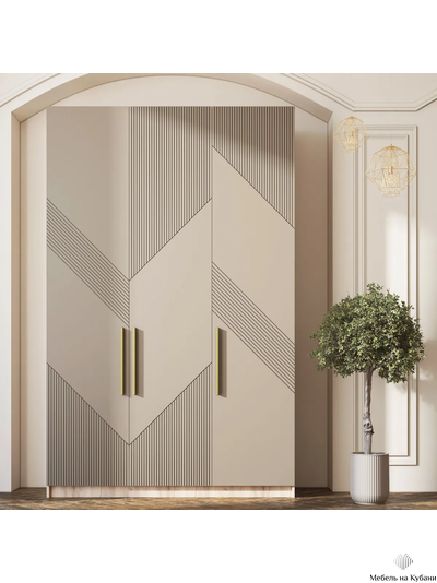 Тринити ШК-001 шкаф 3 створчатый Дуб Крафт серый/МДФ - матовая Флан GA-06