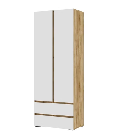 Спальня ХЕЛЕН - Шкаф 2х-створчатый ШК 01 Дуб Крафт золотой/Белый Шагрень