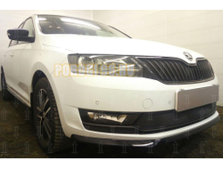 Защита радиатора Skoda Rapid 2017- (2 части) black