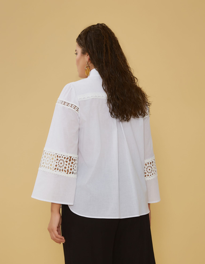 Рубашка из шитья, цвет белый, черный