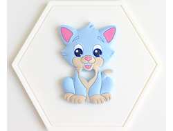 Грызунок из пищевого силикона Котик голубой